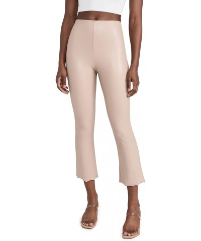 Women's Faux Leather Cropped Flare Pants Sand $41.81 Leggings