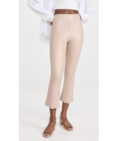 Women's Faux Leather Cropped Flare Pants Sand $41.81 Leggings