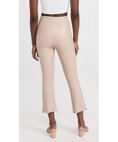 Women's Faux Leather Cropped Flare Pants Sand $41.81 Leggings