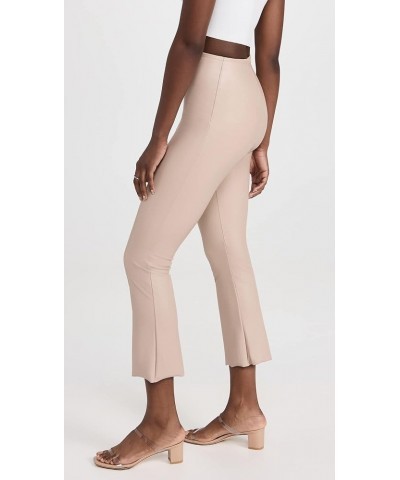 Women's Faux Leather Cropped Flare Pants Sand $41.81 Leggings