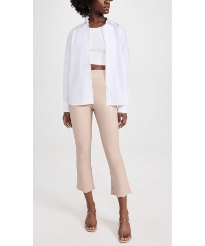 Women's Faux Leather Cropped Flare Pants Sand $41.81 Leggings