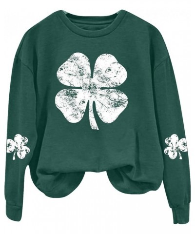 St Patricks Day Shirt Graphic Long Sleeve Plus Size Shamrock Tops Casual Green Irish Crewneck Sweatshirts Trendy Z33 Green $9...