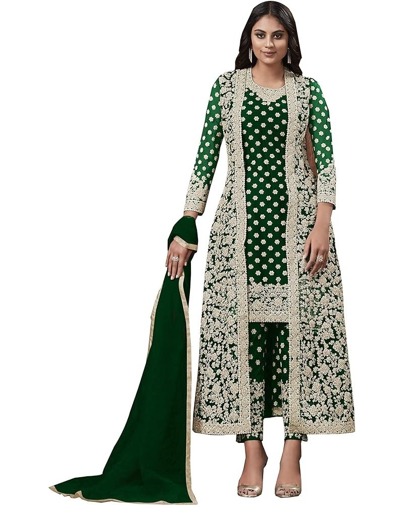 New Wedding Party wear Embroidered Koti Style Salwar Kameez Indian Dress Ready to Wear Salwar Suit For Women 4574 Green $32.2...