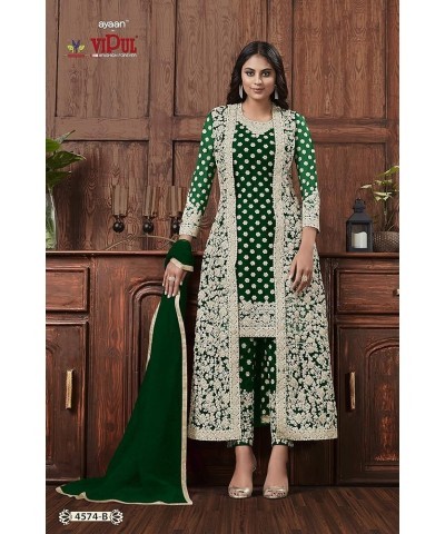 New Wedding Party wear Embroidered Koti Style Salwar Kameez Indian Dress Ready to Wear Salwar Suit For Women 4574 Green $32.2...