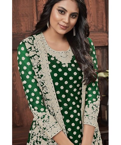 New Wedding Party wear Embroidered Koti Style Salwar Kameez Indian Dress Ready to Wear Salwar Suit For Women 4574 Green $32.2...