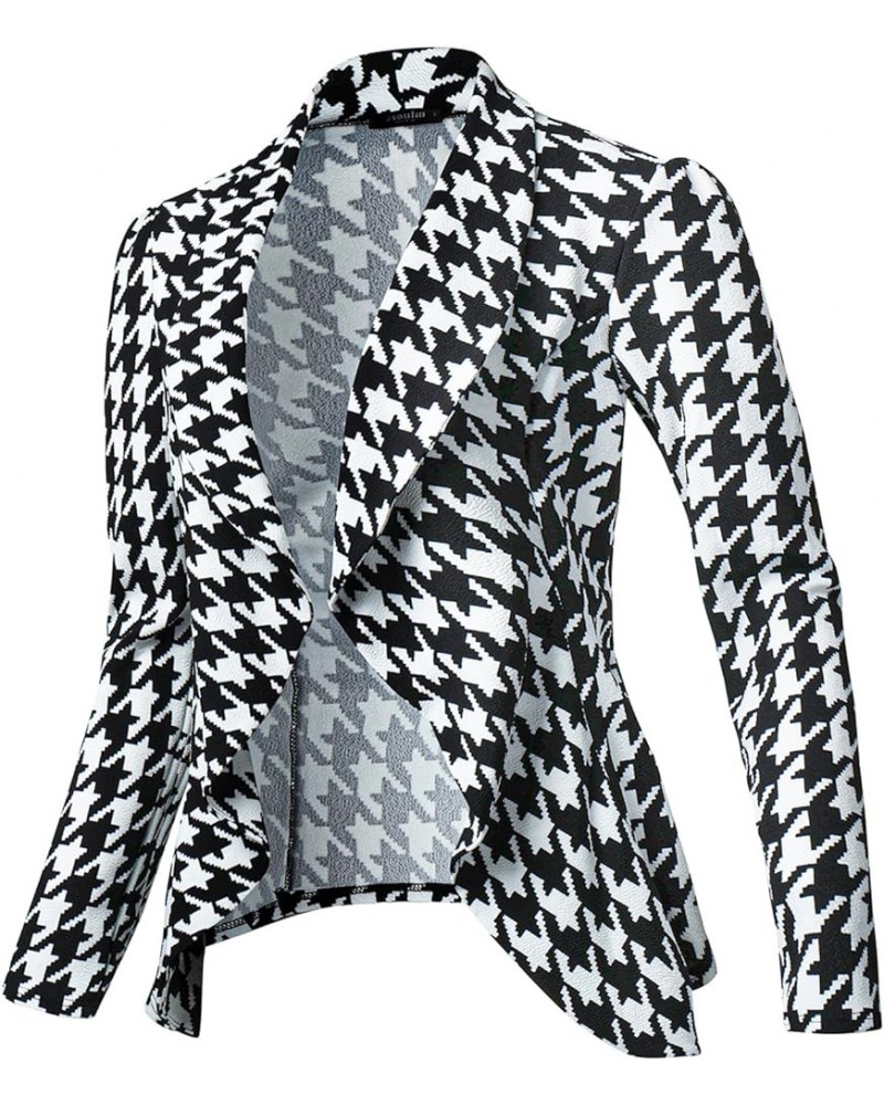 Women's Long Sleeve Classic Draped Open Front Lightweight Blazer with Plus Size Sja001_hgblack $14.40 Blazers