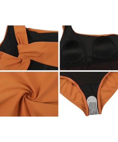 Women's One Piece Swimsuits One Shoulder Swimwear Ruched Tummy Control Bathing Suits Cutout Monokini Apricot Orange $20.90 Sw...