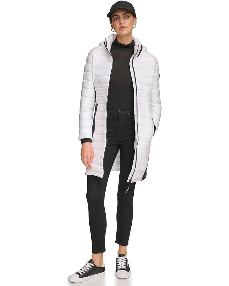 Women's Long Light-Weight Puffer Jacket Shine White $38.50 Jackets