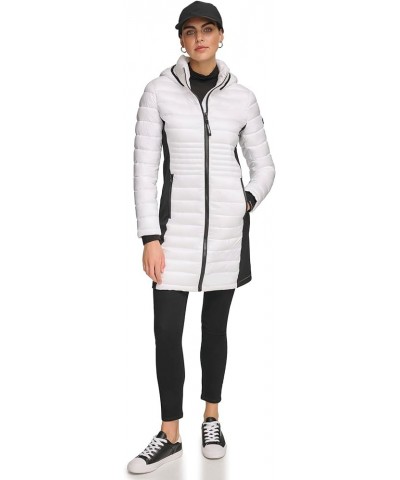 Women's Long Light-Weight Puffer Jacket Shine White $38.50 Jackets