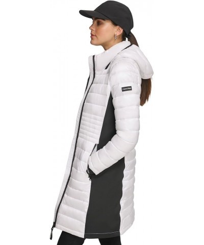 Women's Long Light-Weight Puffer Jacket Shine White $38.50 Jackets