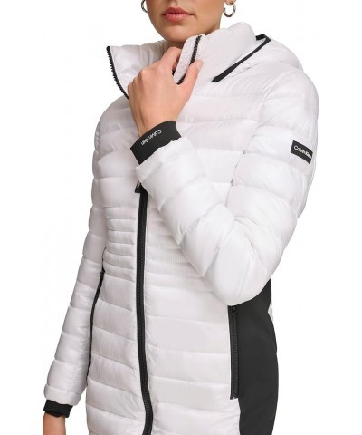 Women's Long Light-Weight Puffer Jacket Shine White $38.50 Jackets