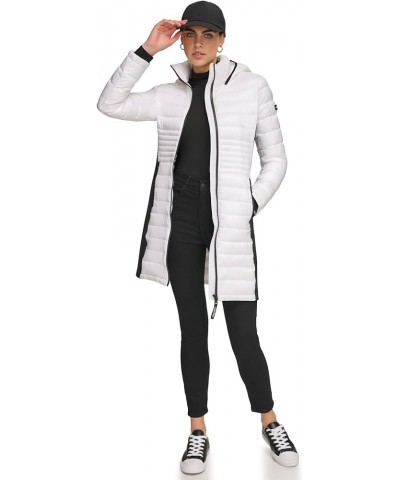 Women's Long Light-Weight Puffer Jacket Shine White $38.50 Jackets