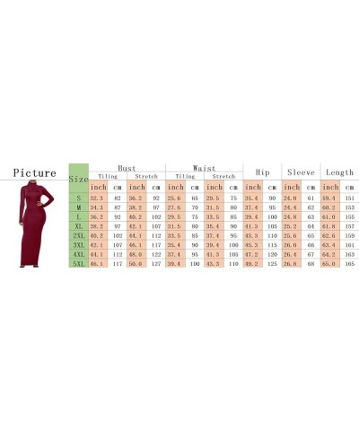 Women's Turtleneck Long Sleeve Plain Maxi Dresses Party Bodycon Long Pencil Dresses Wine Red $10.82 Dresses