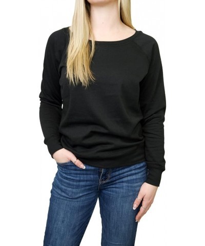 Women's Raglan Pullover with Coverstitch Black $8.93 Sweaters