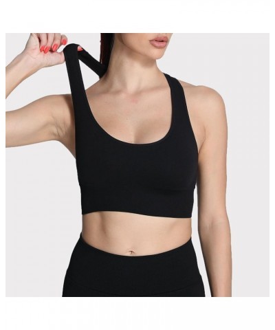 Women's Workout Ribbed Seamless Sports Bras Fitness Running Yoga Crop Tank Top C Black $10.19 Lingerie