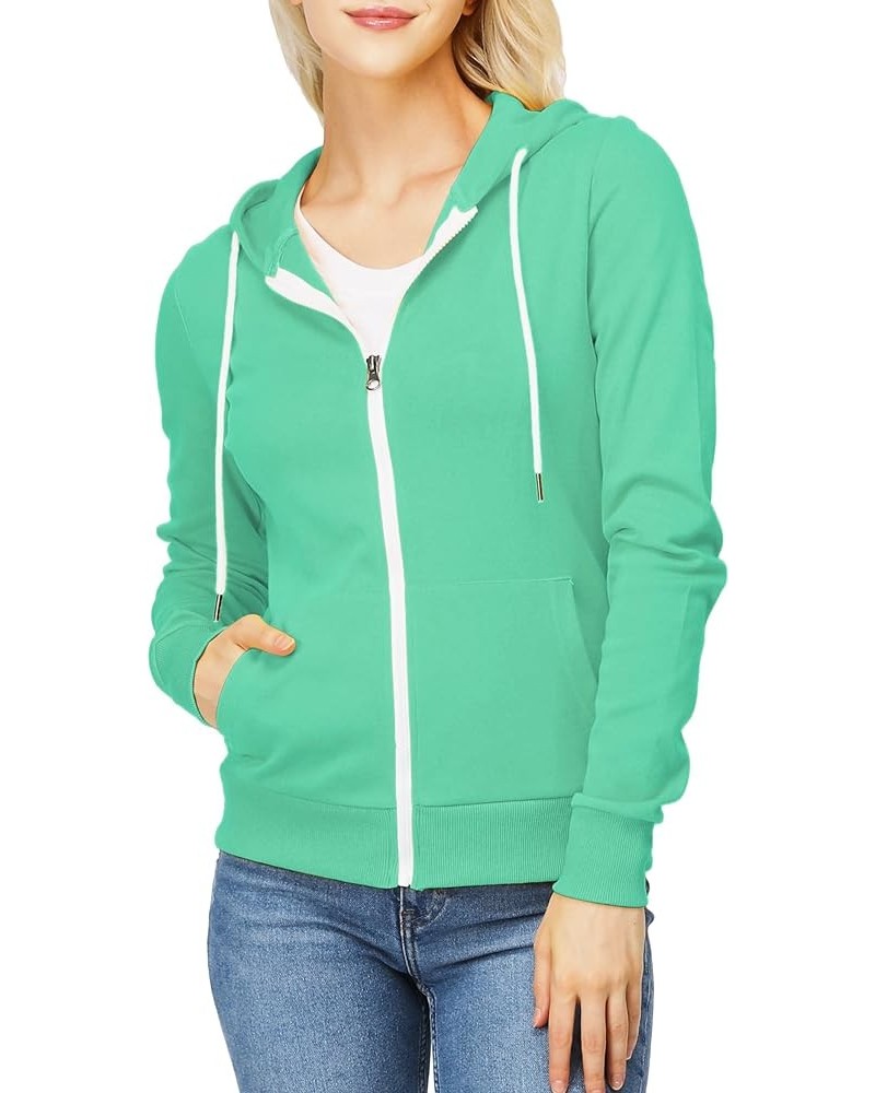 Women's Slim Fit Zip Up Hoodie Lightweight Long Sleeve Kangaroo Pocket Basic Casual wear Oscwohol033-spearmint $16.91 Hoodies...