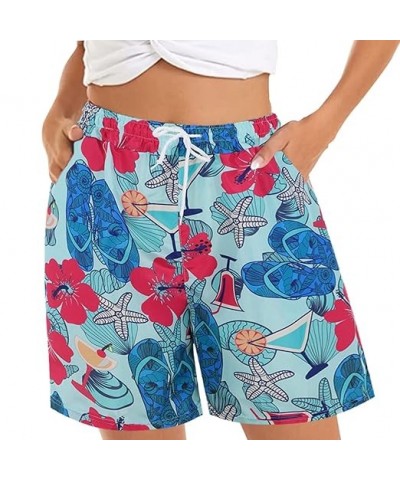 Women's Casual Shorts Summer Comfy Beach Shorts Elastic Waist Floral Print With 2 7 Inseam Shorts Women (Yellow, XXL) Small a...