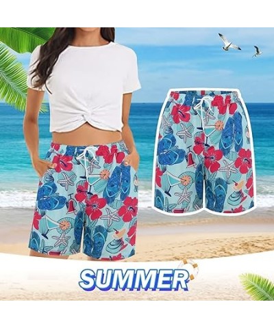 Women's Casual Shorts Summer Comfy Beach Shorts Elastic Waist Floral Print With 2 7 Inseam Shorts Women (Yellow, XXL) Small a...