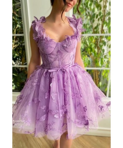 3D Butterfly Lace Applique Tulle Homecoming Dresses Sweetheart Mini Prom Cocktail Party Gowns for Teens 01-peacock $29.25 Dre...