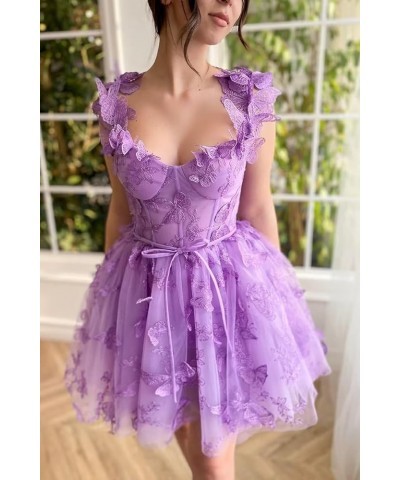 3D Butterfly Lace Applique Tulle Homecoming Dresses Sweetheart Mini Prom Cocktail Party Gowns for Teens 01-peacock $29.25 Dre...