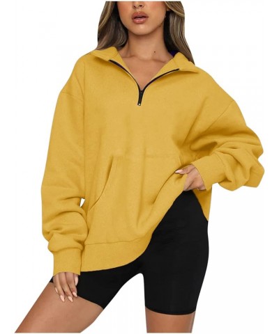 Womens Oversized Sweatshirt Long Sleeve Tops Half Zip Hoodie Fall Fashion Pullovers Casual Fleece Sweater Y2k Tops Yellowa02 ...