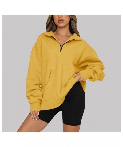 Womens Oversized Sweatshirt Long Sleeve Tops Half Zip Hoodie Fall Fashion Pullovers Casual Fleece Sweater Y2k Tops Yellowa02 ...