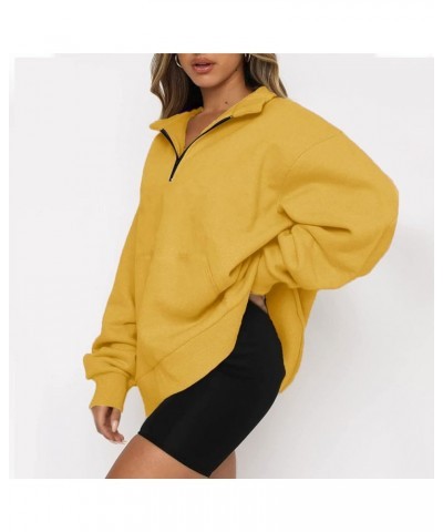 Womens Oversized Sweatshirt Long Sleeve Tops Half Zip Hoodie Fall Fashion Pullovers Casual Fleece Sweater Y2k Tops Yellowa02 ...