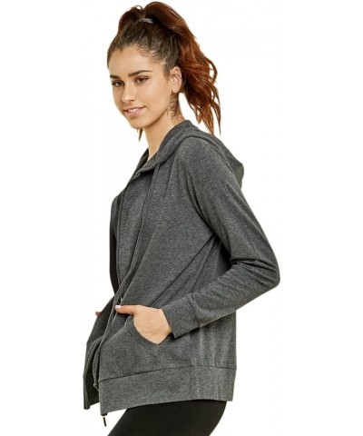 Women's Thin Cotton Zip Up Hoodie Jacket Charcoal - 1 $26.07 Hoodies & Sweatshirts