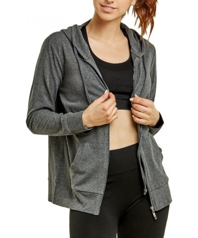 Women's Thin Cotton Zip Up Hoodie Jacket Charcoal - 1 $26.07 Hoodies & Sweatshirts