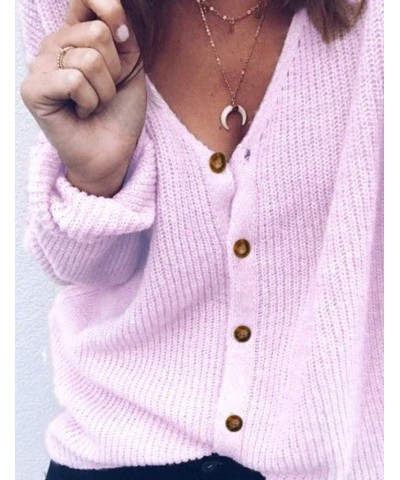 Womens Button Down V-Neck Cardigan Sweater Long Sleeve Soft Knit Casual S-XXL Purple $14.40 Sweaters