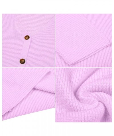 Womens Button Down V-Neck Cardigan Sweater Long Sleeve Soft Knit Casual S-XXL Purple $14.40 Sweaters