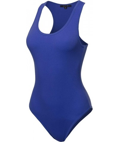 Women's Fashion Basic Premium Cotton Racerback Sleeveless Tank Body Suit Yawbsv0001 Bright Blue $11.59 Lingerie