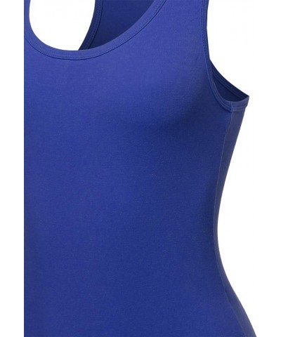 Women's Fashion Basic Premium Cotton Racerback Sleeveless Tank Body Suit Yawbsv0001 Bright Blue $11.59 Lingerie