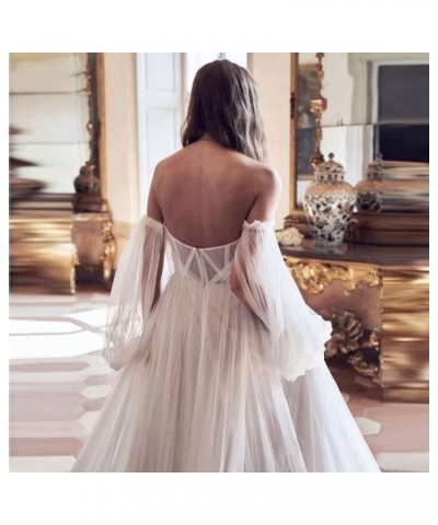 Long Sleeve Wedding Dress Plus Size Prom Dress 2024 Tulle Ball Gown Princess Formal Evening Gowns for Women Ivory $46.92 Dresses