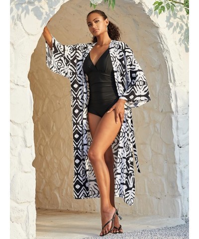 Geometric print cardigans for women kimono long sleeve color block pool cover up holiday cardigans oversized kimonos 983-0 $1...