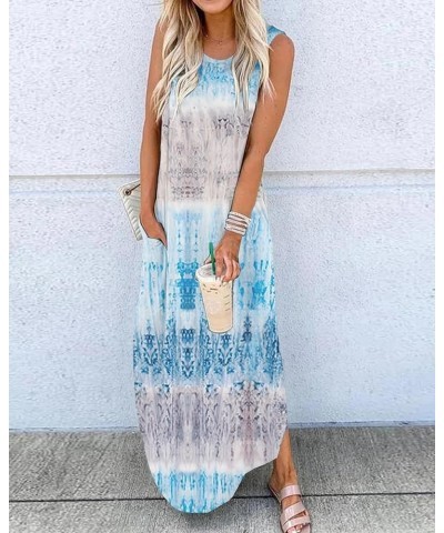 Womens Summer Short Sleeve Maxi Dress Casual Loose Tie Dye V Neck Split Long Tshirt Beach Dresses with Pockets B-bluegray $12...