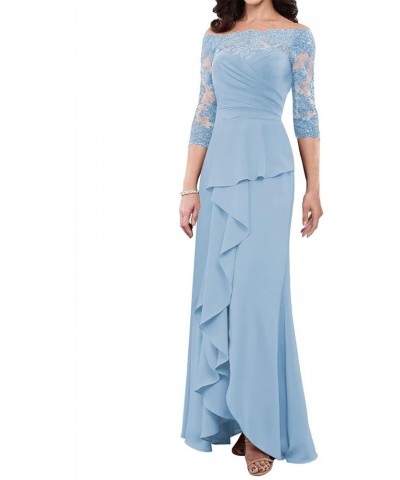 Mother of The Brides Dresses for Wedding Guest Dresses Long Formal Dresses Lace Appliques Evening Gowns Light Blue $38.48 Dre...