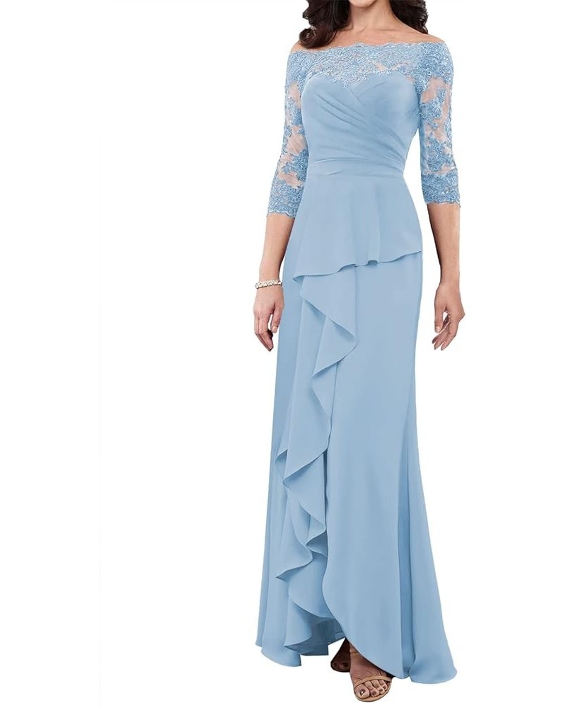 Mother of The Brides Dresses for Wedding Guest Dresses Long Formal Dresses Lace Appliques Evening Gowns Light Blue $38.48 Dre...