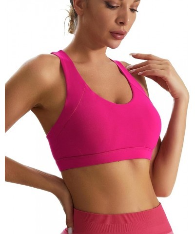 Sports Bra for Women, Medium-High Support Criss-Cross Back Strappy Padded Sports Bras Supportive Workout Tops 1-hot Pink $11....