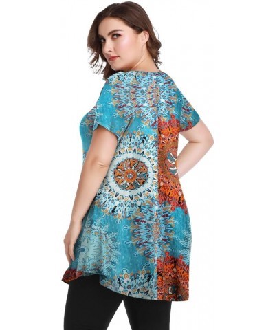 Womens Short Sleeve Sexy Keyhole Summer Swing Tunic Tops Plus Size Casual Loose Shirts Blouses Flower37 $16.19 Tops