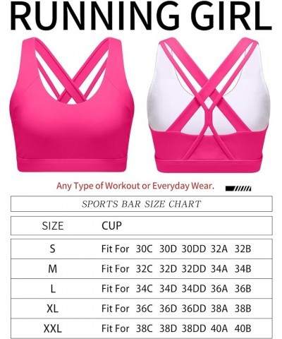 Sports Bra for Women, Medium-High Support Criss-Cross Back Strappy Padded Sports Bras Supportive Workout Tops 1-hot Pink $11....