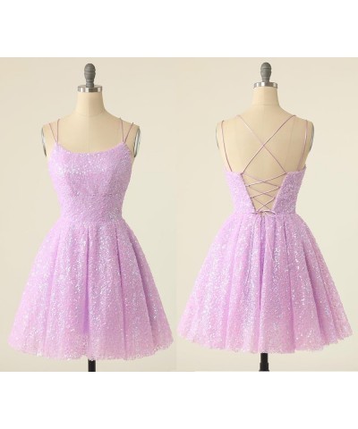 A-line Sequin Homecoming Dresses for Teens Sparkly 2023 Short Prom Dress Spaghetti Straps Tulle Party Dress Grey $29.25 Dresses