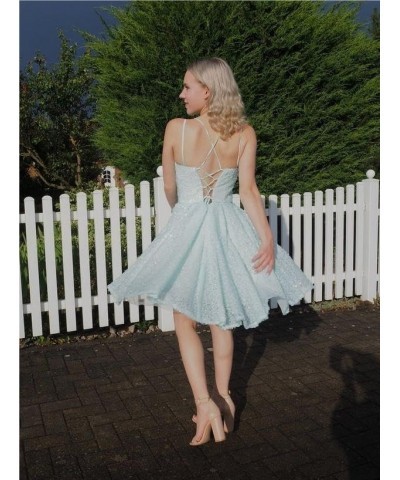 A-line Sequin Homecoming Dresses for Teens Sparkly 2023 Short Prom Dress Spaghetti Straps Tulle Party Dress Grey $29.25 Dresses