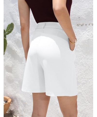 Wide Leg Bermuda Shorts for Women, High Waisted Dress Shorts with Pockets for Casual Business/Work/Office White $14.00 Shorts