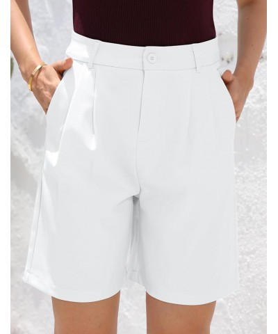 Wide Leg Bermuda Shorts for Women, High Waisted Dress Shorts with Pockets for Casual Business/Work/Office White $14.00 Shorts