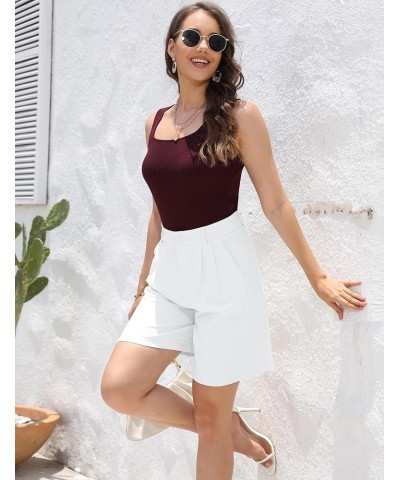 Wide Leg Bermuda Shorts for Women, High Waisted Dress Shorts with Pockets for Casual Business/Work/Office White $14.00 Shorts