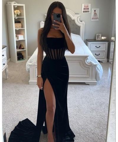 KNCERY Bridesmaid Dresses Satin Formal Dresses Strapless Evening Party Gown Long Prom Dresses with Slit Black $30.80 Dresses