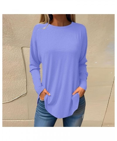 Long Sleeve Shirts For Women Plus Size Womens Going Out Tops Casual Ladies Blouses Pullover Classic Tees Sweatshirt 2-blue $1...