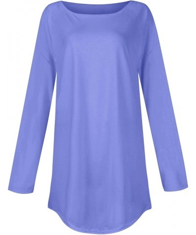 Long Sleeve Shirts For Women Plus Size Womens Going Out Tops Casual Ladies Blouses Pullover Classic Tees Sweatshirt 2-blue $1...