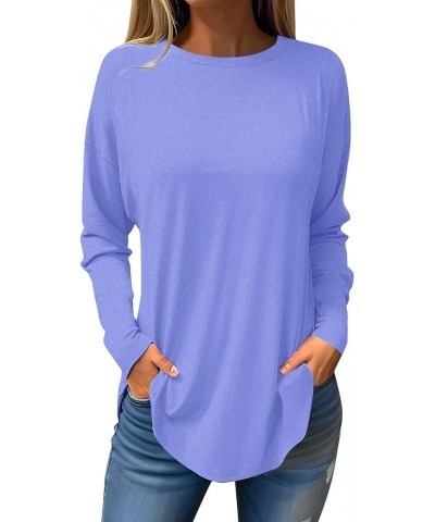 Long Sleeve Shirts For Women Plus Size Womens Going Out Tops Casual Ladies Blouses Pullover Classic Tees Sweatshirt 2-blue $1...